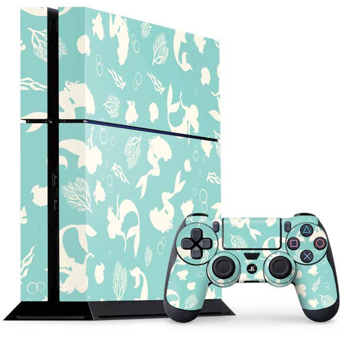 Disney The Little Mermaid Character Silhouette Pattern PS4 Console and Controller Bundle Skin