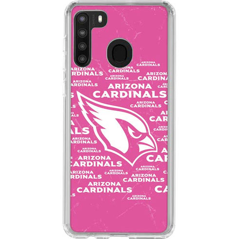 NFL Arizona Cardinals Pink Blast Galaxy A21 Clear Case