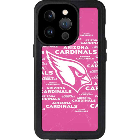 NFL Arizona Cardinals Pink Blast iPhone 14 Pro Waterproof Case