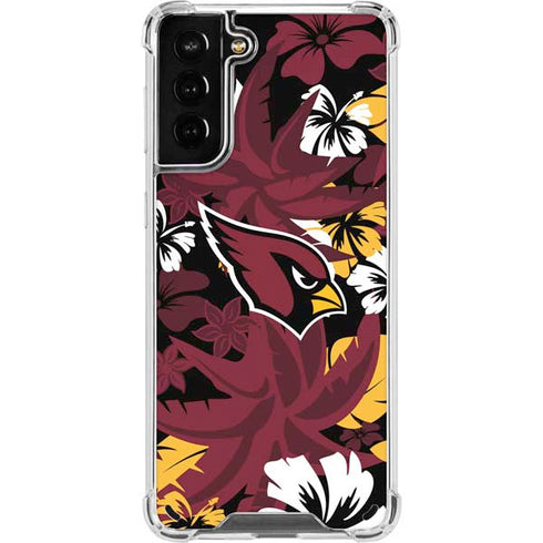 NFL Arizona Cardinals Tropical Print Galaxy S21 Plus 5G Clear Case