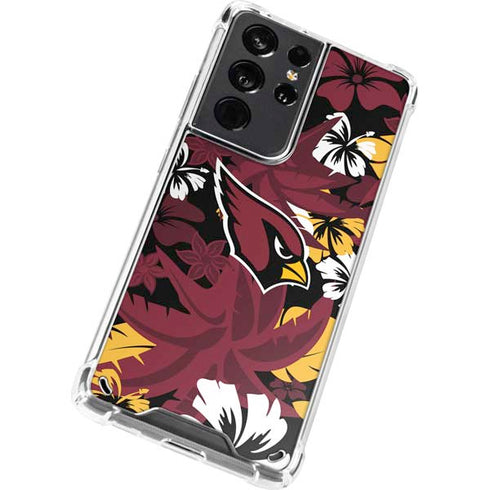 NFL Arizona Cardinals Tropical Print Galaxy S21 Ultra 5G Clear Case