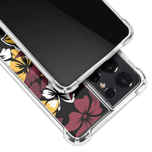 NFL Arizona Cardinals Tropical Print Galaxy S21 Ultra 5G Clear Case