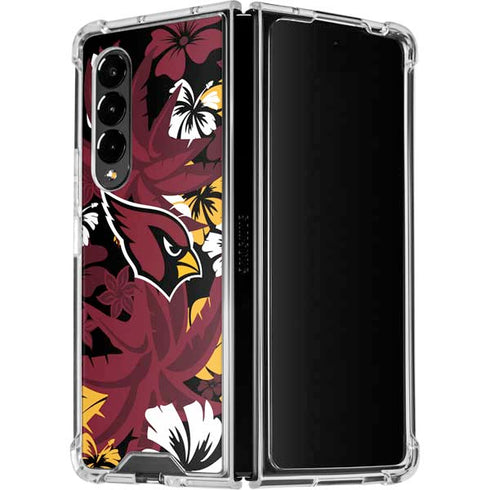 NFL Arizona Cardinals Tropical Print Galaxy Z Fold4 5G Clear Case