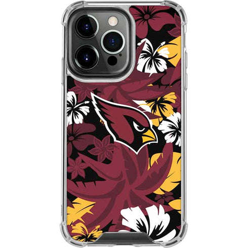 NFL Arizona Cardinals Tropical Print iPhone 14 Pro Clear Case