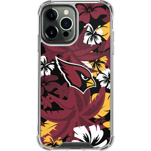 NFL Arizona Cardinals Tropical Print iPhone 15 Pro Max Clear Case