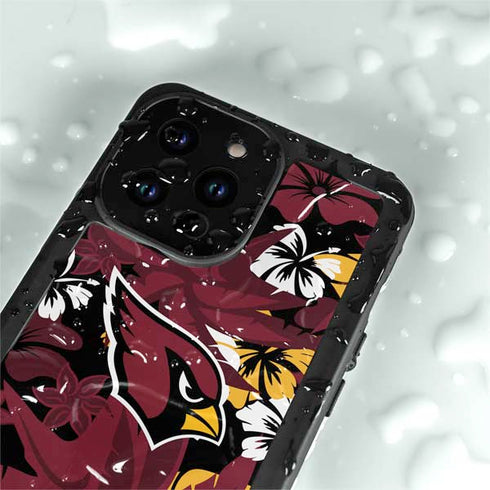 NFL Arizona Cardinals Tropical Print iPhone 14 Pro Max Waterproof Case
