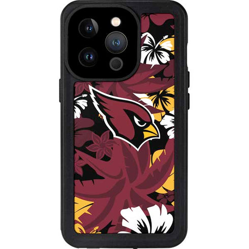 NFL Arizona Cardinals Tropical Print iPhone 14 Pro Waterproof Case