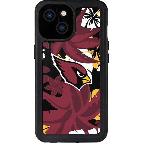 NFL Arizona Cardinals Tropical Print iPhone 15 Waterproof Case