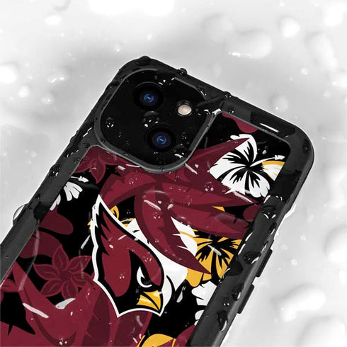 NFL Arizona Cardinals Tropical Print iPhone 15 Waterproof Case