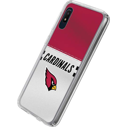 NFL Arizona Cardinals White Striped Galaxy A10e Clear Case