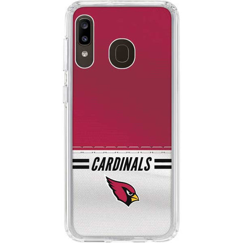 NFL Arizona Cardinals White Striped Galaxy A20 Clear Case