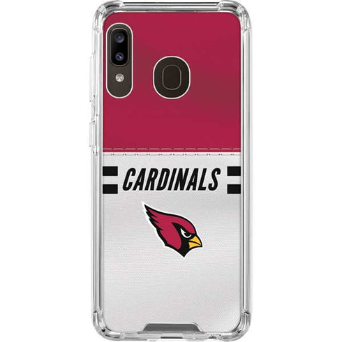 NFL Arizona Cardinals White Striped Galaxy A30 Clear Case