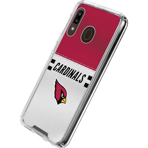 NFL Arizona Cardinals White Striped Galaxy A30 Clear Case