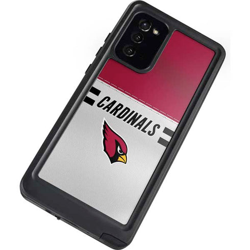 NFL Arizona Cardinals White Striped Galaxy Note20 5G Waterproof Case