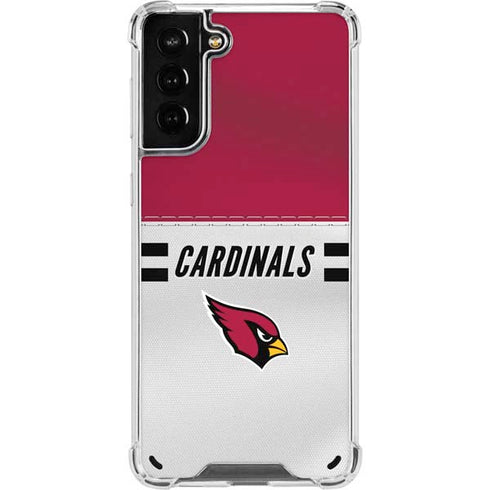 NFL Arizona Cardinals White Striped Galaxy S21 Plus 5G Clear Case
