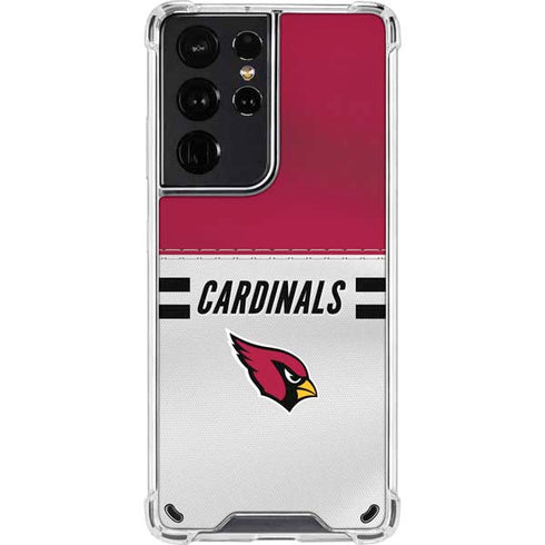 NFL Arizona Cardinals White Striped Galaxy S21 Ultra 5G Clear Case