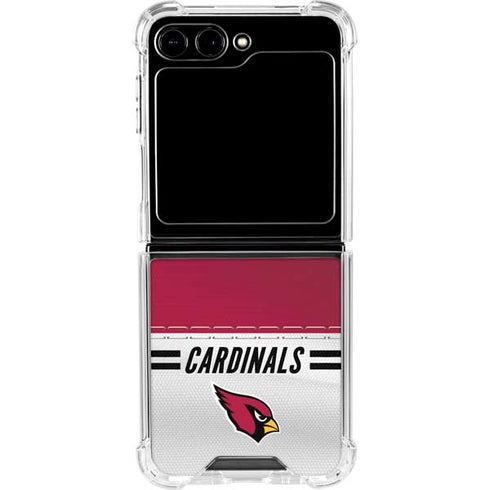 NFL Arizona Cardinals White Striped Galaxy Z Flip5 5G Clear Case
