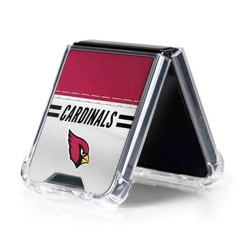 NFL Arizona Cardinals White Striped Galaxy Z Flip5 5G Clear Case