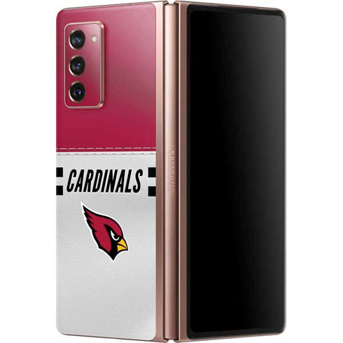 NFL Arizona Cardinals White Striped Galaxy Z Fold2 5G Skin