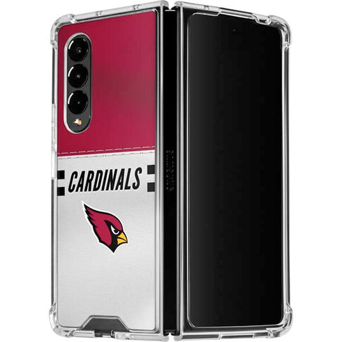 NFL Arizona Cardinals White Striped Galaxy Z Fold4 5G Clear Case