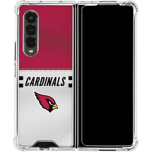 NFL Arizona Cardinals White Striped Galaxy Z Fold4 5G Clear Case