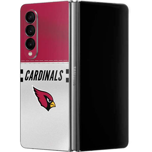 NFL Arizona Cardinals White Striped Galaxy Z Fold4 5G Skin
