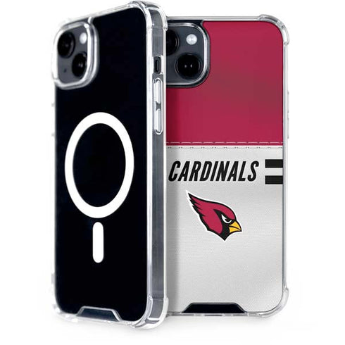 NFL Arizona Cardinals White Striped iPhone 15 Plus MagSafe Case