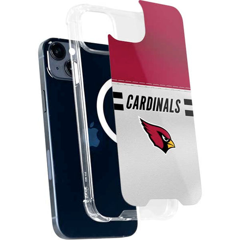 NFL Arizona Cardinals White Striped iPhone 15 Plus MagSafe Case