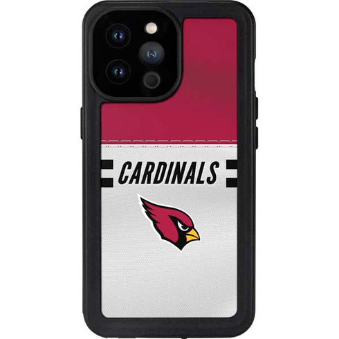 NFL Arizona Cardinals White Striped iPhone 14 Pro Max Waterproof Case