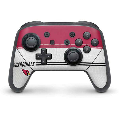 NFL Arizona Cardinals White Striped Nintendo Switch Pro Controller Skin
