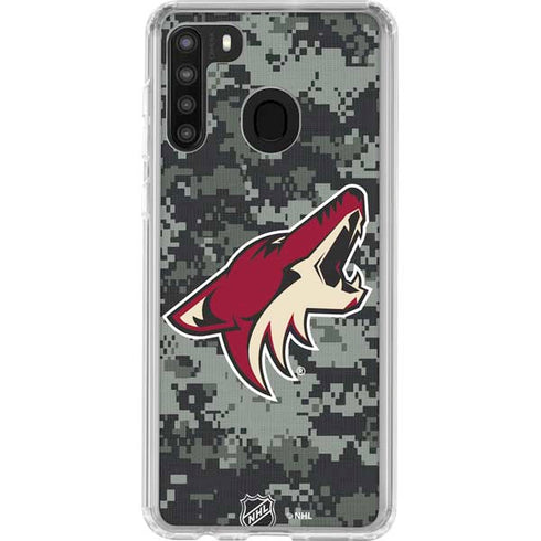 NHL Arizona Coyotes Camo Galaxy A21 Clear Case