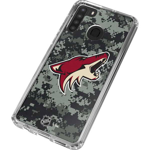 NHL Arizona Coyotes Camo Galaxy A21 Clear Case