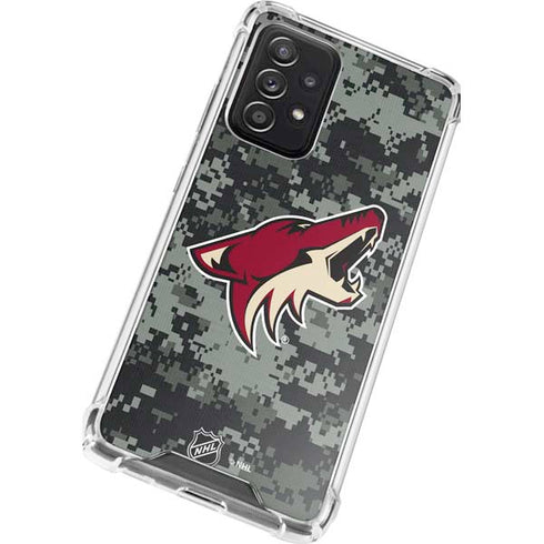 NHL Arizona Coyotes Camo Galaxy A72 5G Clear Case