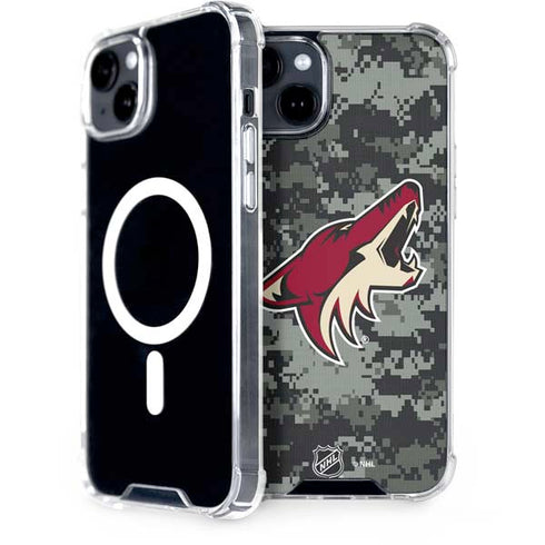 NHL Arizona Coyotes Camo iPhone 15 Plus MagSafe Case