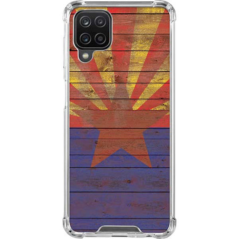 Arizona Flag Dark Wood Galaxy A12 Clear Case