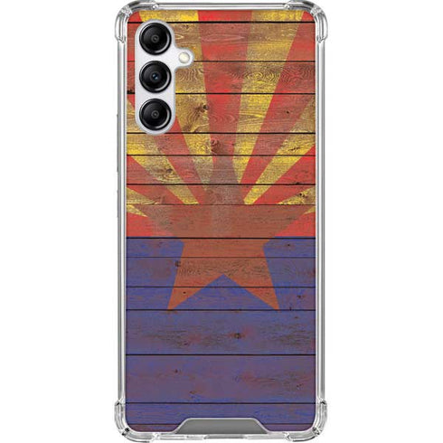 Arizona Flag Dark Wood Galaxy A14 5G Clear Case