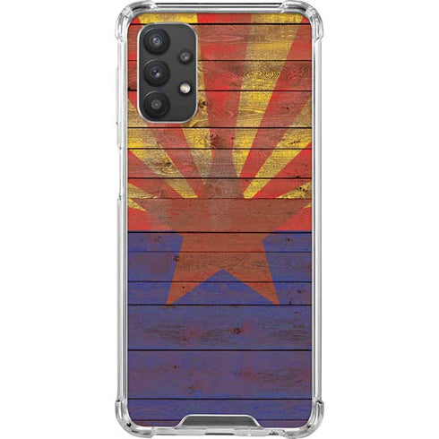 Arizona Flag Dark Wood Galaxy A32 5G Clear Case