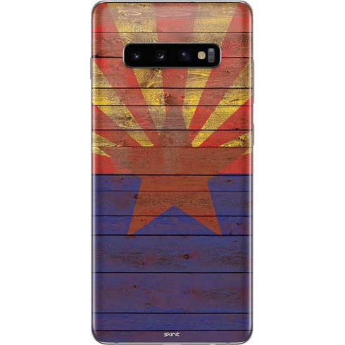 Arizona Flag Dark Wood Galaxy S10 Plus Skin
