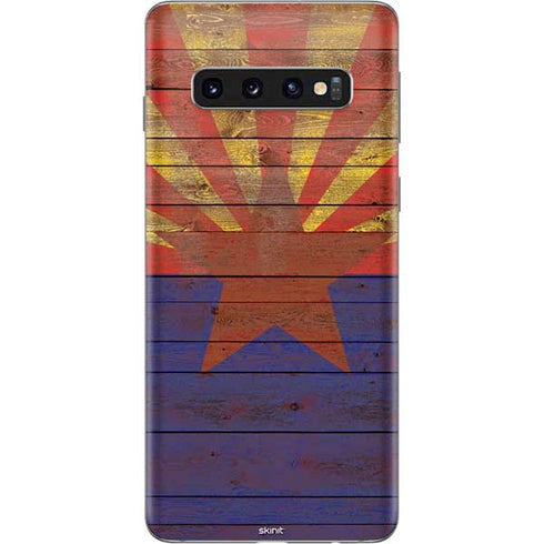 Arizona Flag Dark Wood Galaxy S10 Skin