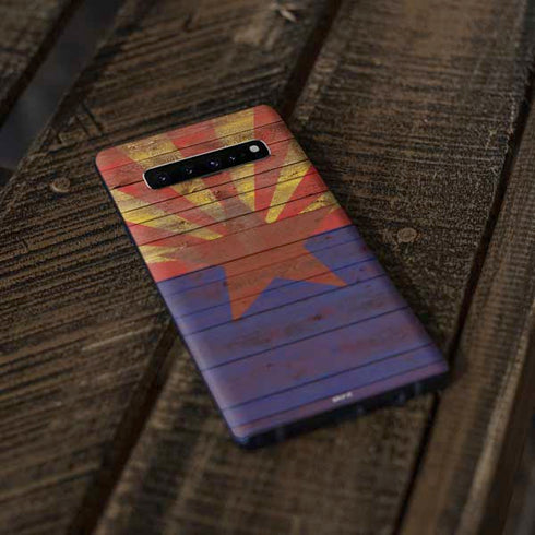 Arizona Flag Dark Wood Galaxy S10 Skin