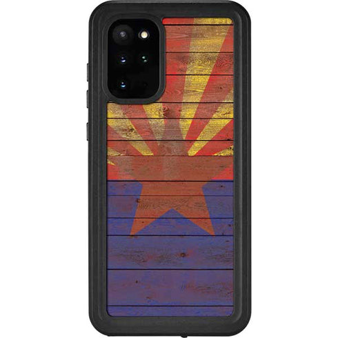 Arizona Flag Dark Wood Galaxy S20 Plus Waterproof Case