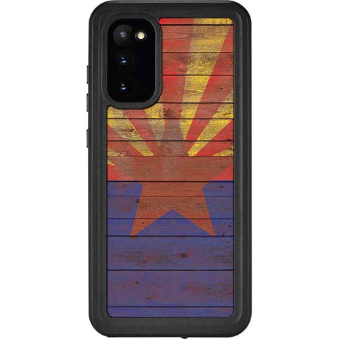 Arizona Flag Dark Wood Galaxy S20 Waterproof Case