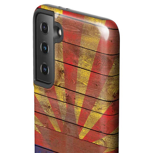 Arizona Flag Dark Wood Galaxy S21 FE Pro Case
