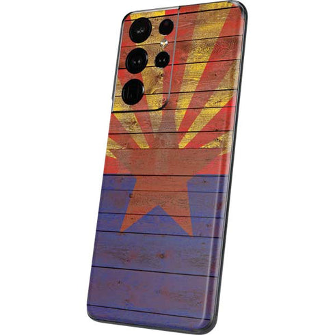 Arizona Flag Dark Wood Galaxy S21 Ultra 5G Skin