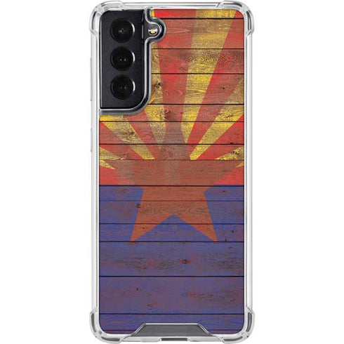 Arizona Flag Dark Wood Galaxy S22 Clear Case