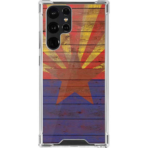 Arizona Flag Dark Wood Galaxy S22 Ultra Clear Case