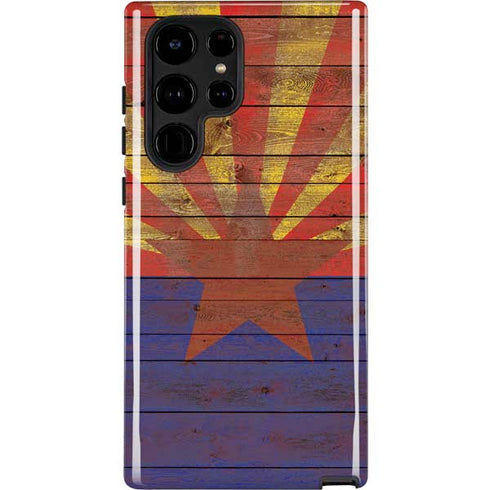 Arizona Flag Dark Wood Galaxy S22 Ultra Pro Case