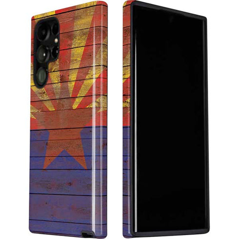 Arizona Flag Dark Wood Galaxy S22 Ultra Pro Case