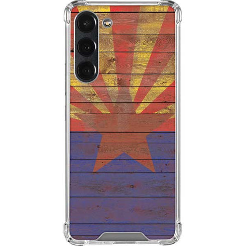 Arizona Flag Dark Wood Galaxy S23 Plus Clear Case