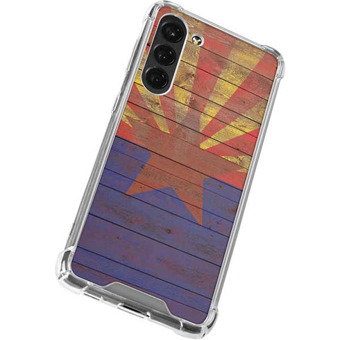 Arizona Flag Dark Wood Galaxy S23 Plus Clear Case